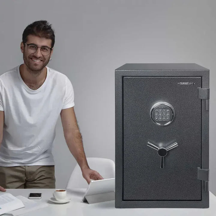 IslandSafe FNS60 FireShield Large Fireproof Safe on a desk