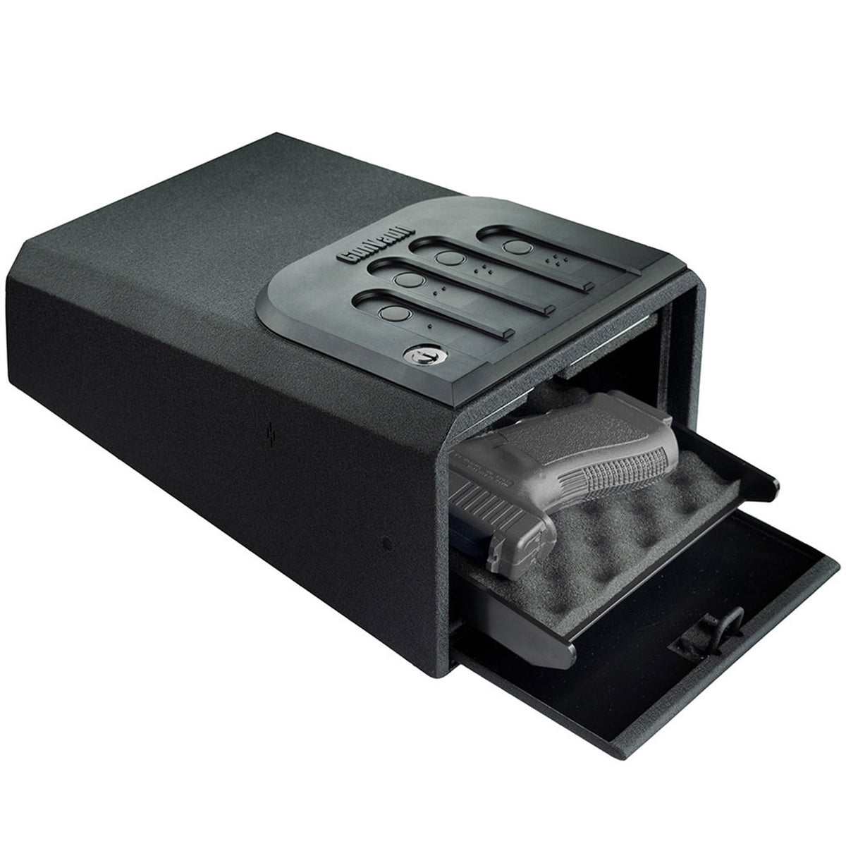 GunVault GV1050-19 MiniVault Handgun Safe Door Open with Handgun