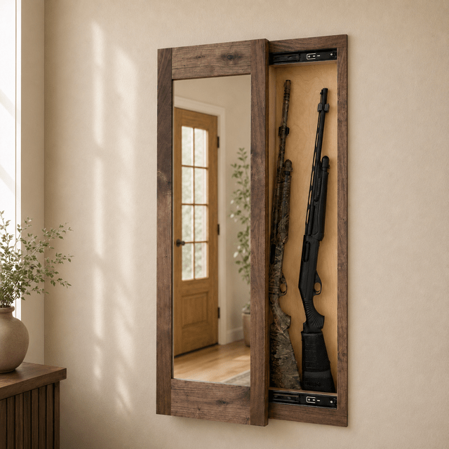 Go Secret Storage Full Length Sliding Concealment Mirror Walnut