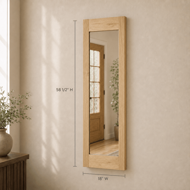 Go Secret Storage Full Length Sliding Concealment Mirror White Oak Dimensions