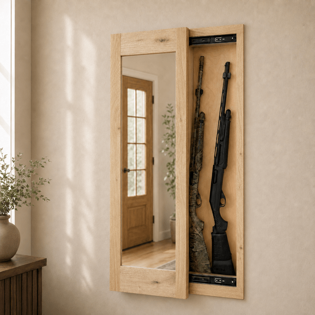 Go Secret Storage Full Length Sliding Concealment Mirror White Oak