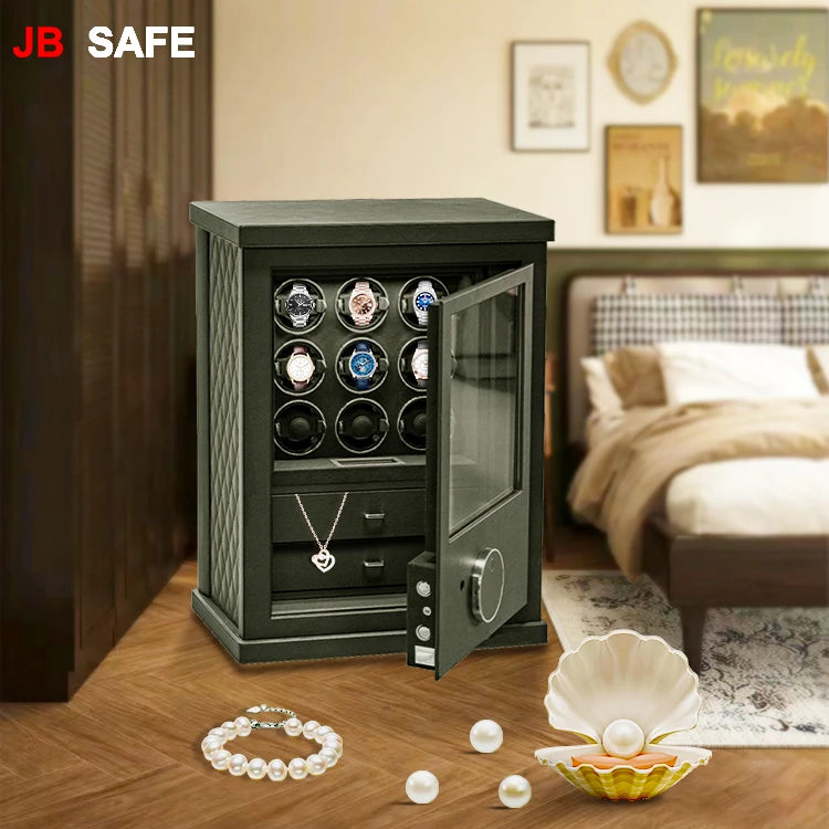 JB Watch Winder Jewelry Safe 2 Jewelry Drawers 9 Watch Winders