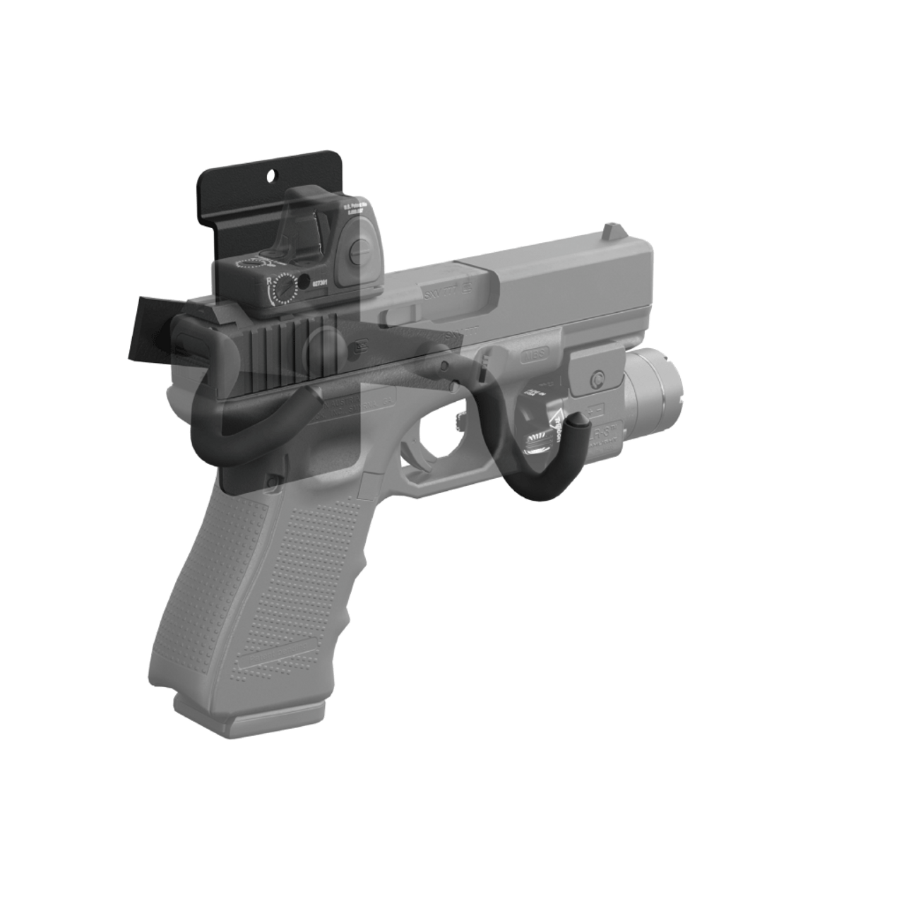 Hold Up Displays Wall Mount Pistol Holder HD09 Slatwall