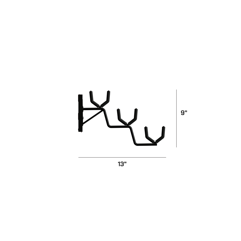 Hold Up Displays Gun Rack for 3 Rifles with Slatwall - HD106 Depth