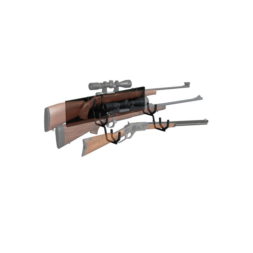 Hold Up Displays Gun Rack for 3 Rifles with Slatwall - HD106 Black