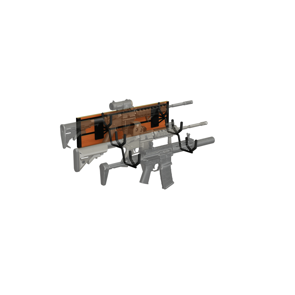 Hold Up Displays Gun Rack for 3 Rifles with Slatwall - HD106 Cherry