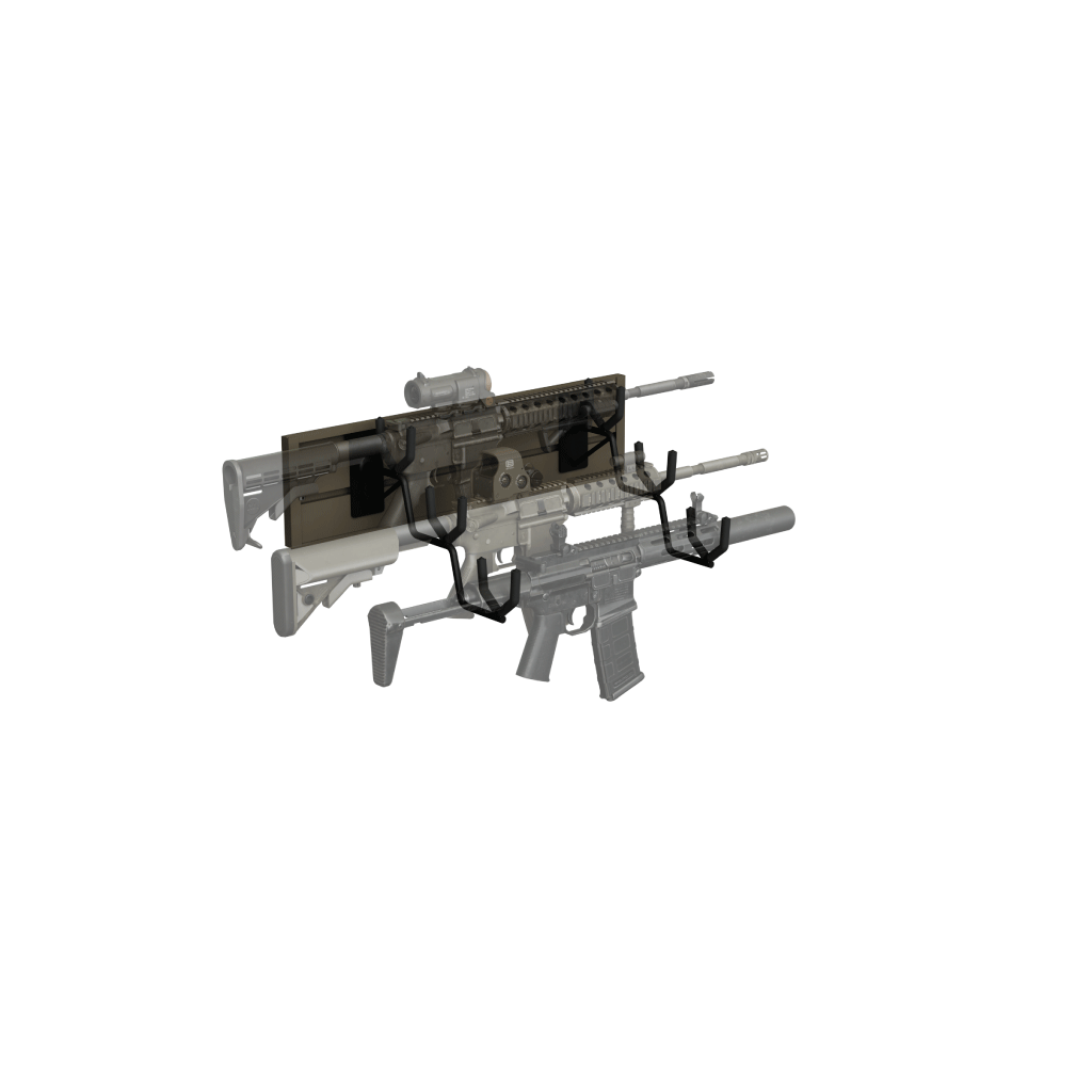 Hold Up Displays Gun Rack for 3 Rifles with Slatwall - HD106 FDE