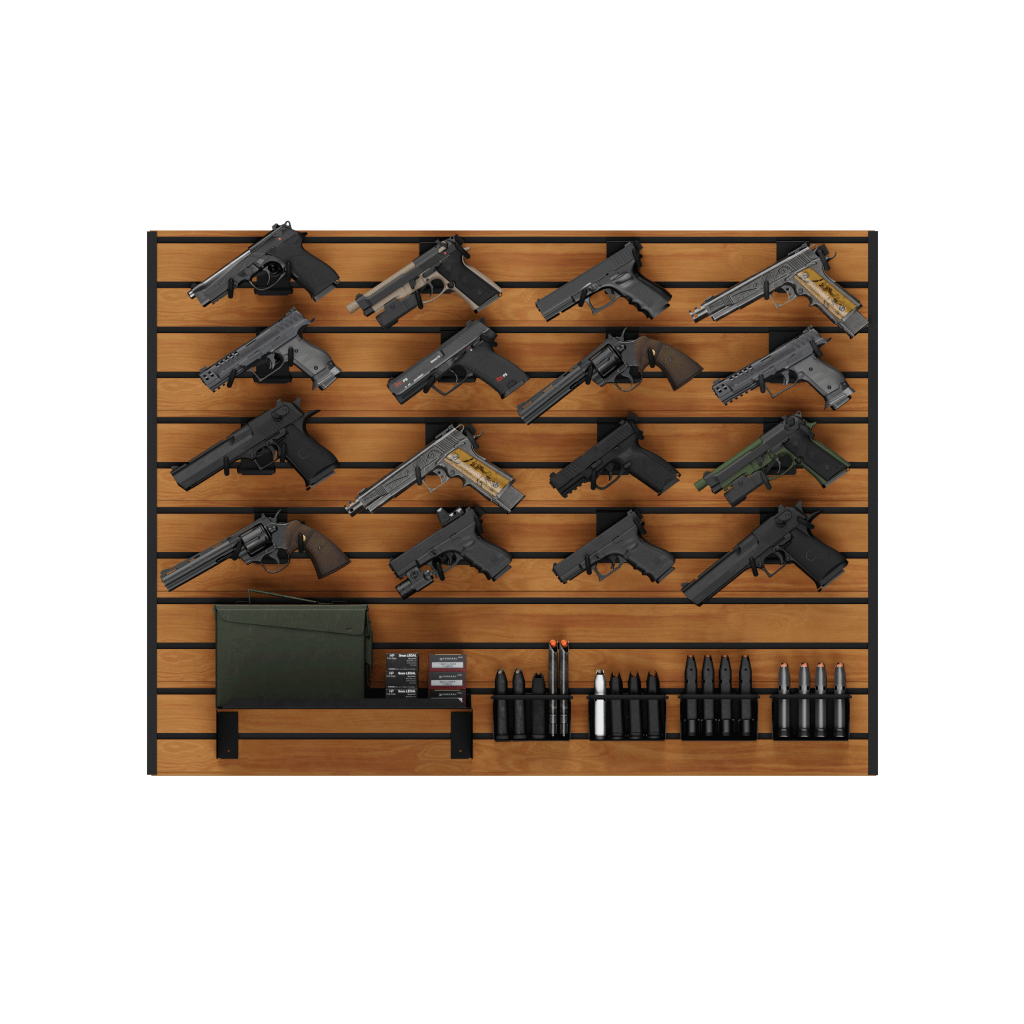 Hold Up Displays 16 Pistol Gun Wall Bundle HD109 Cherry