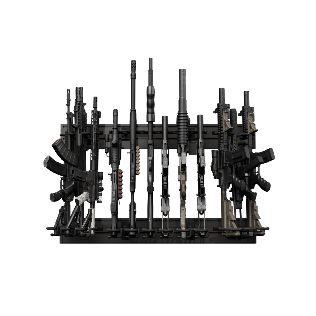 Hold Up Displays Rifle Rack Slatwall Display Package HD91 GunMetal