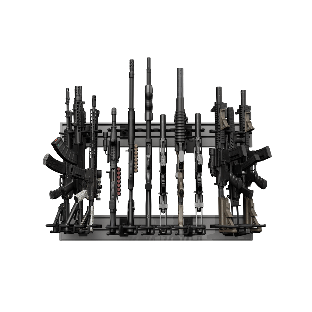 Hold Up Displays Rifle Rack Slatwall Display Package HD91 Light Silver