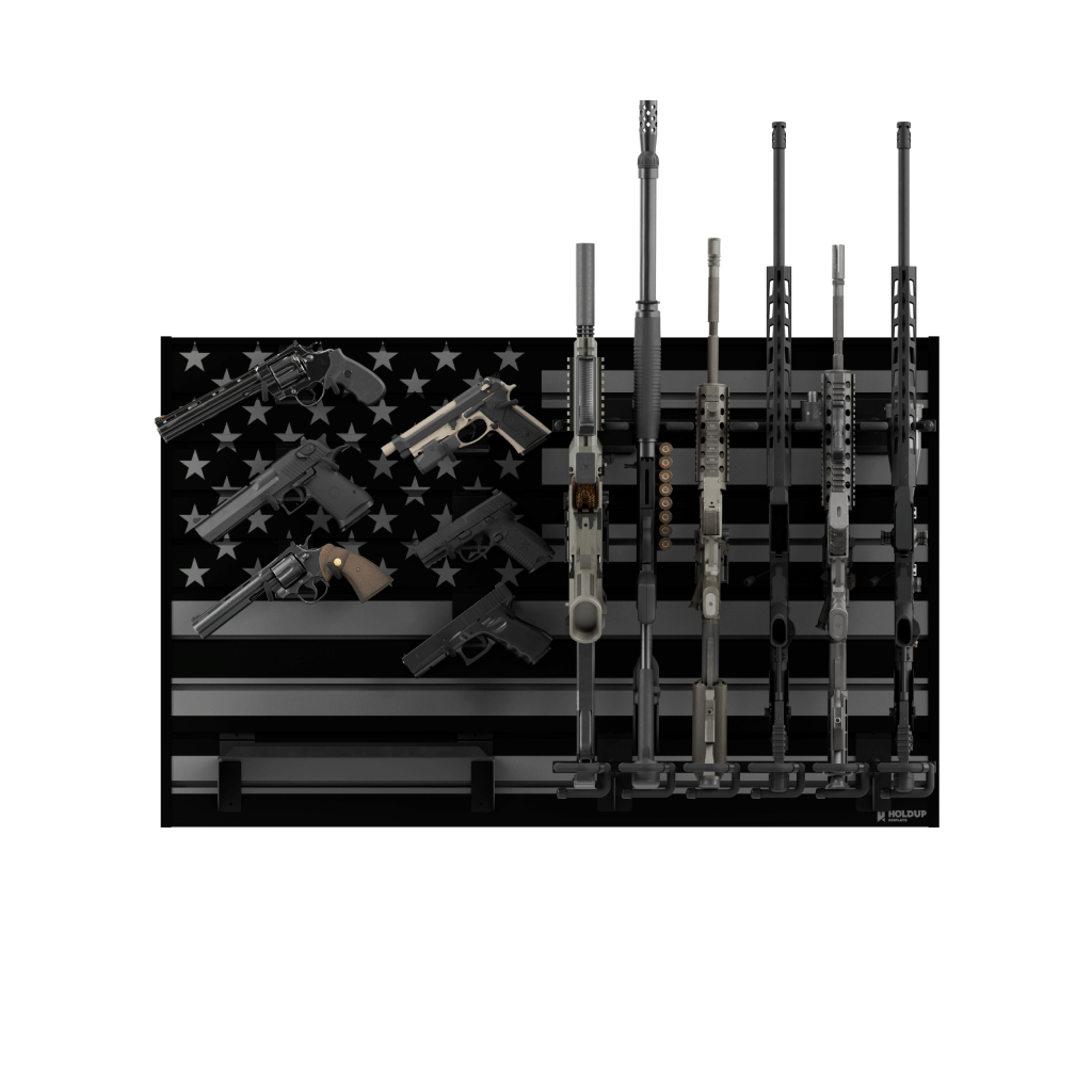 Hold Up Displays American Flag Gun Wall Bundle for 6 Rifles and 6 Pistols HD93-GM Gunmetal & Black