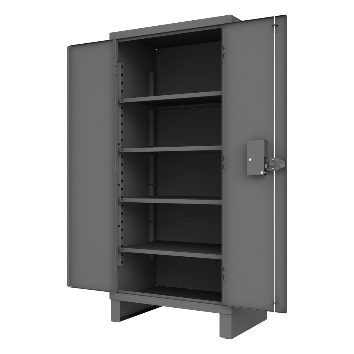 Durham HDCPL-243678-4S-95 12-Gauge Security Access Control Cabinet with 4 Shelves Doors Open