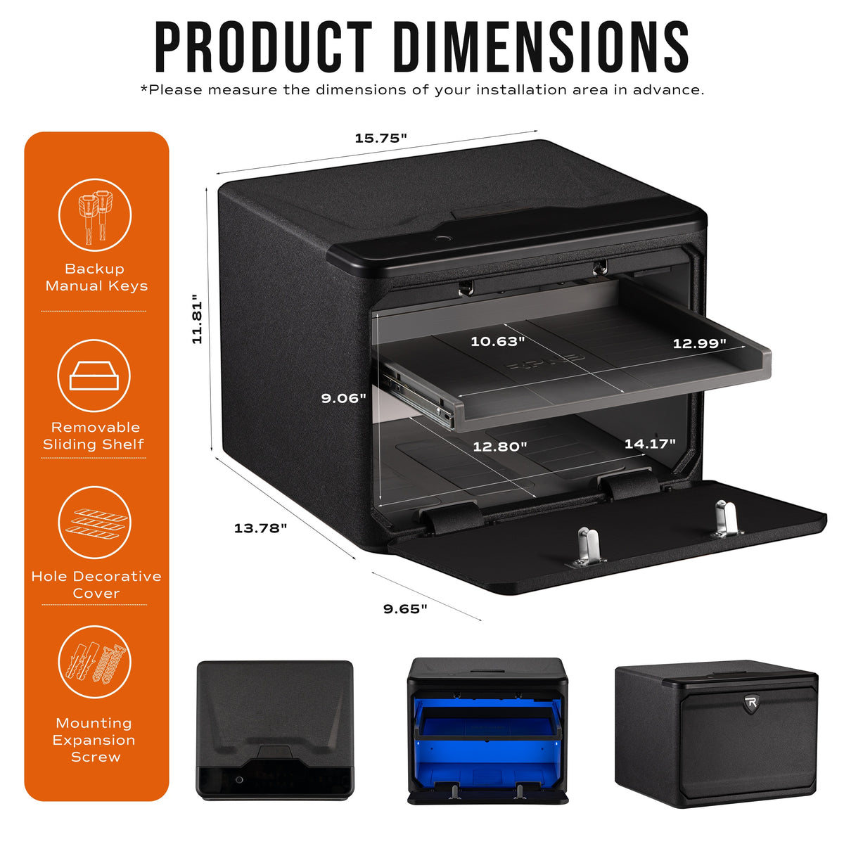 RPNB RP2009 Fingerprint High Capacity Dual-Layer Handgun Safe with Biometric Scanner Pull Out Tray
