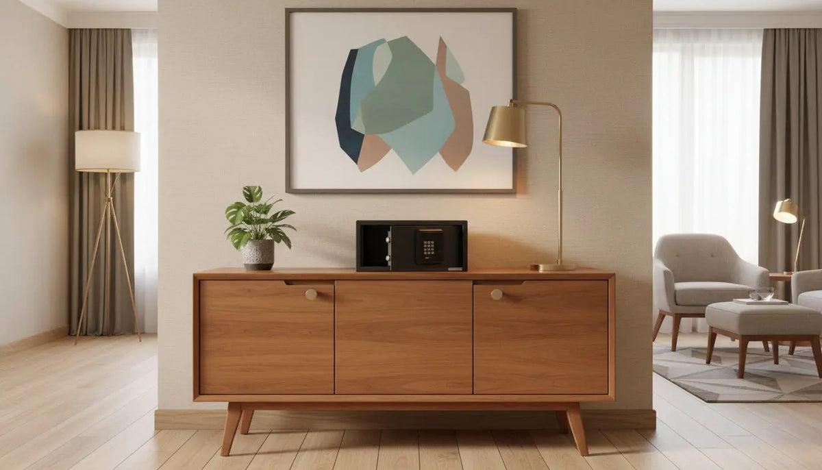 IslandSafe Hovia Hotel & Home Safe On Table