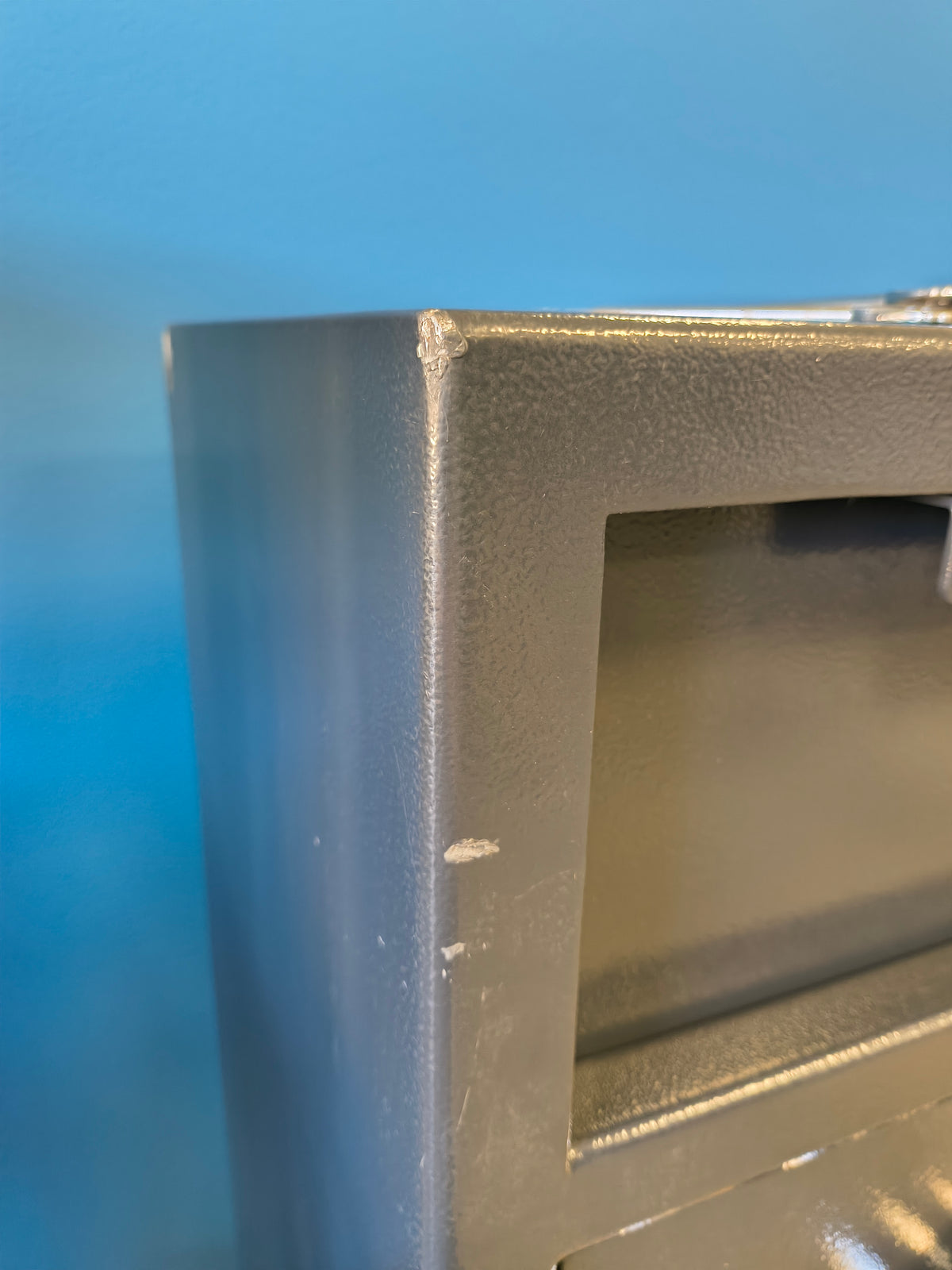 Blemished Protex FDD-3214 II blemish in top left corner on front of safe. 