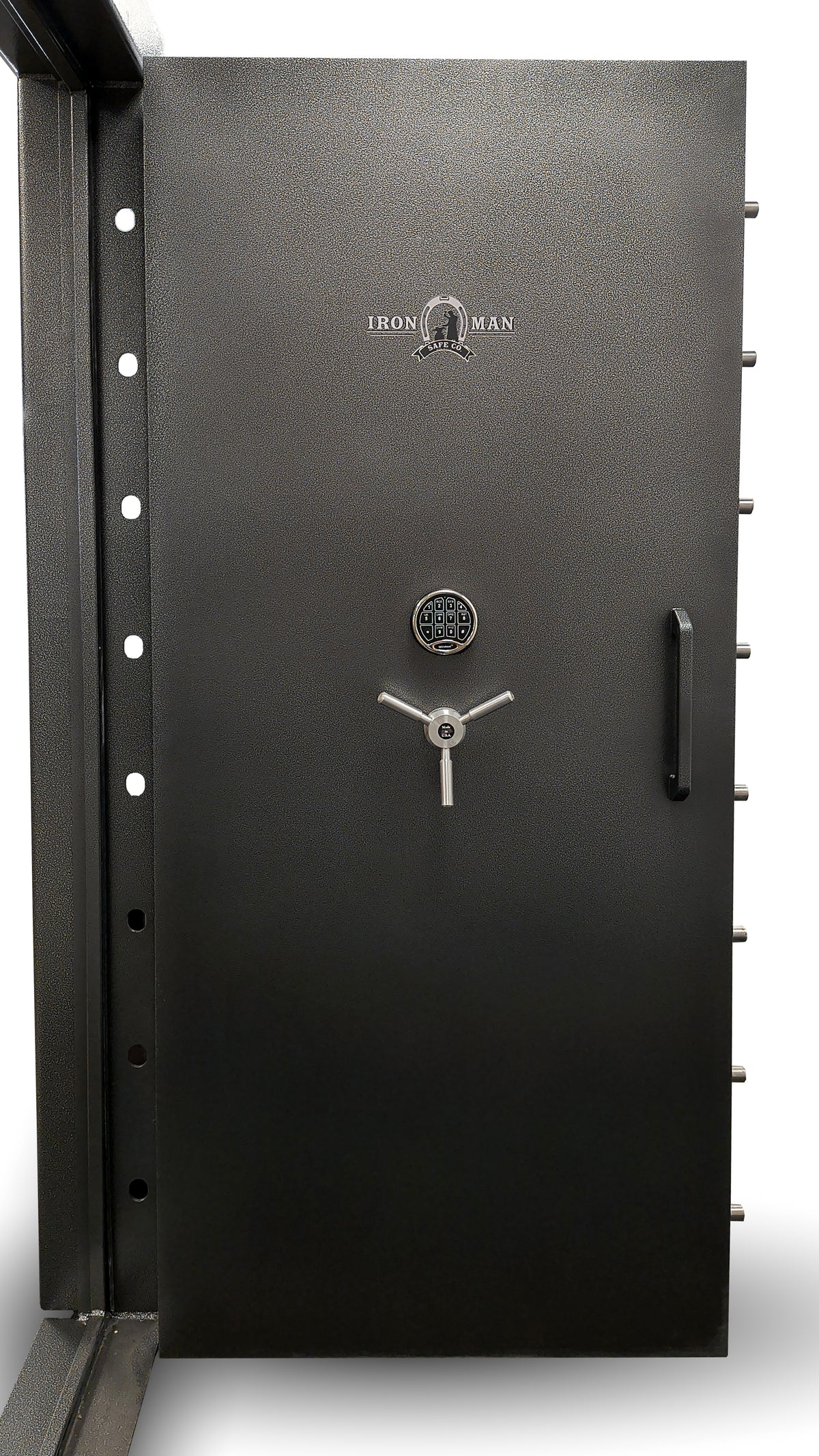 Ironman 8036 Residential Vault Door in swing left hinge view of door from inside opened to 90 degrees.