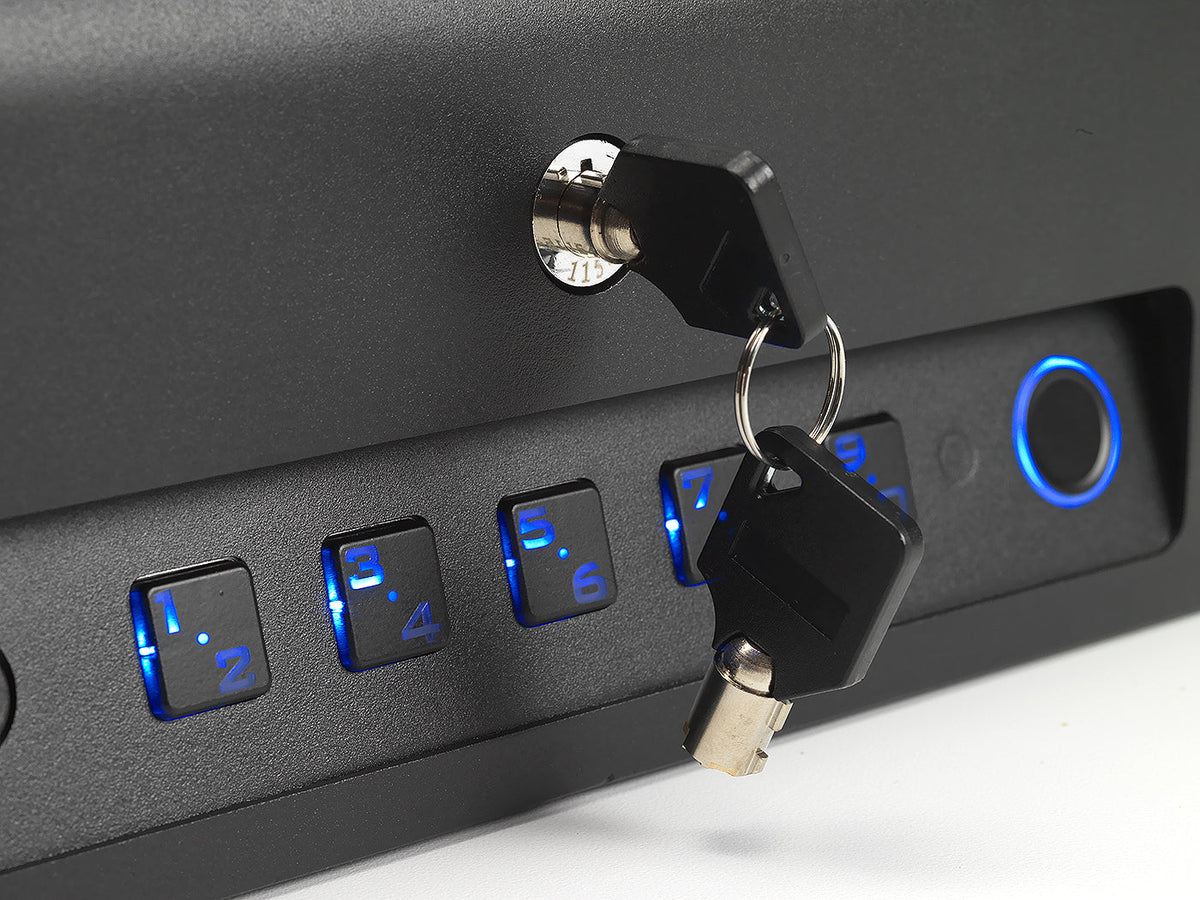 BoostedSafe Elite Biometric Vehicle Gun Safe Key Locks
