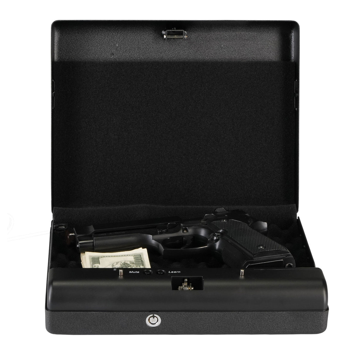 GunVault MV500 MicroVault Handgun Safe Door Open with Handgun