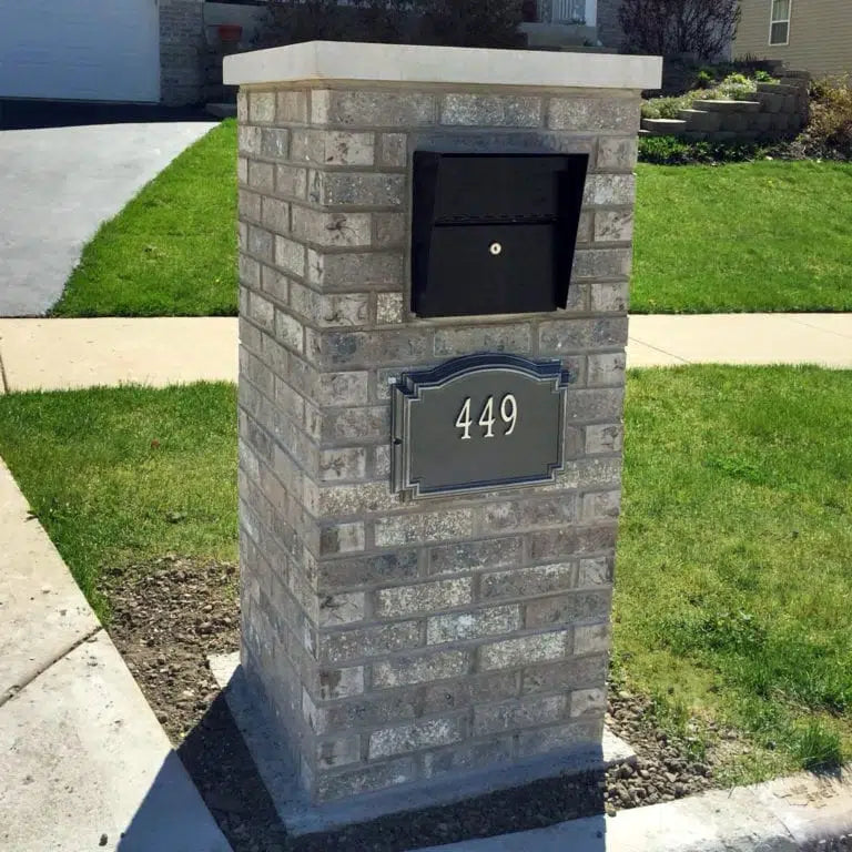 Mail Boss Mail Manager PRO Security Locking Mailbox Installed in Brick Column