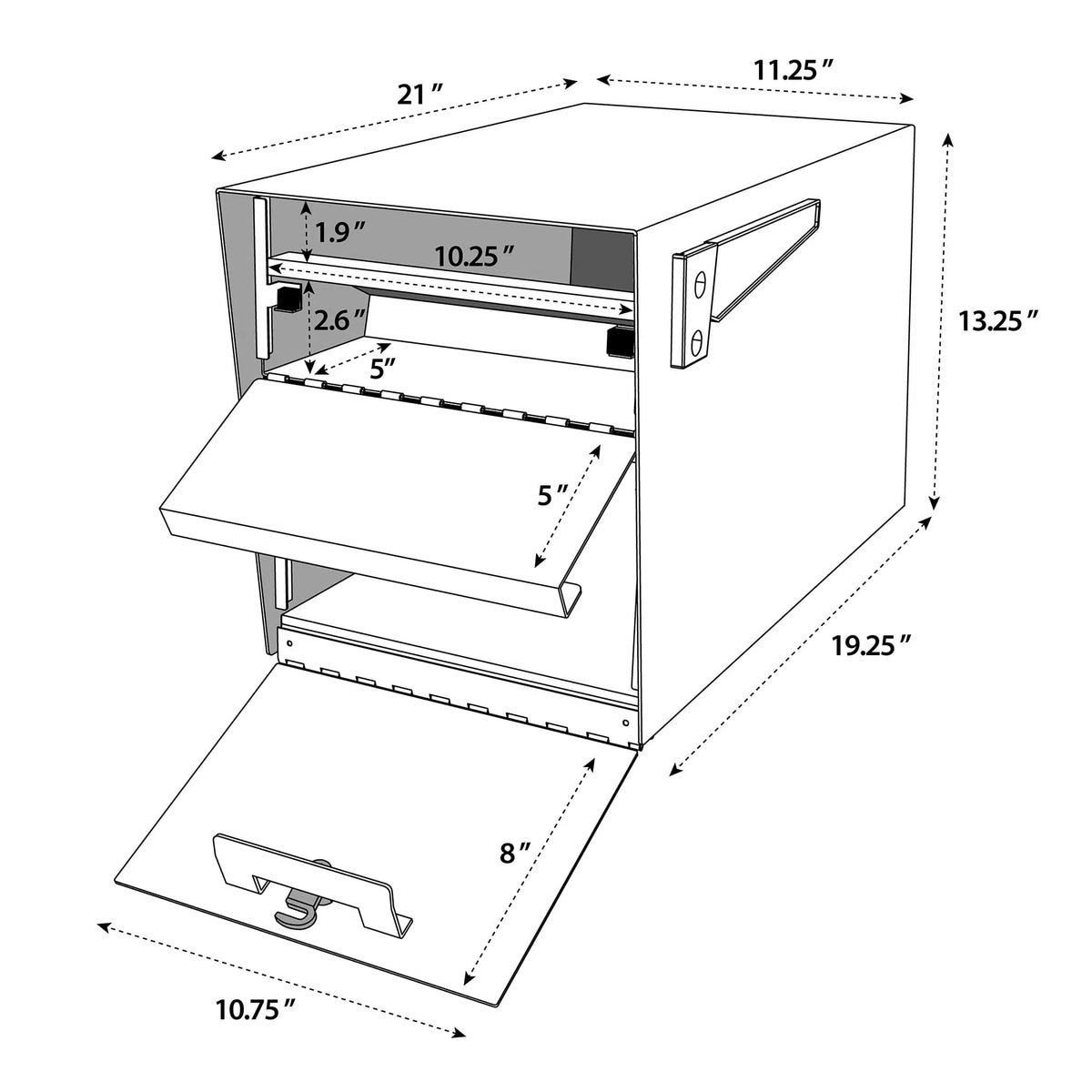 Mail Boss Original Curbside Mailbox Dimensions