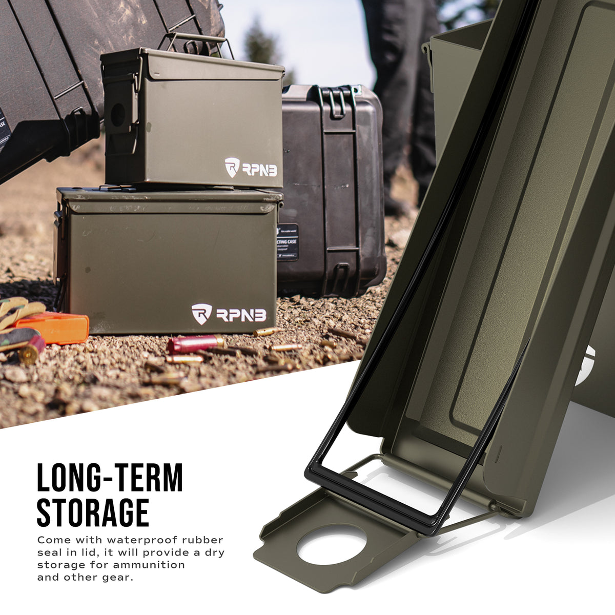 RPNB AM191 Metal Ammo Can .30 Cal Military Heavy Gauge Water Resistant Ammo Box Long-Term Storage