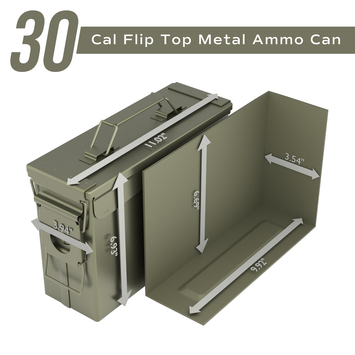 RPNB AM191 Metal Ammo Can .30 Cal Military Heavy Gauge Water Resistant Ammo Box Dimensions
