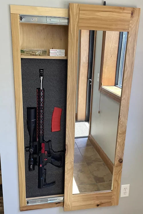 Go Secret Storage Full Length Sliding Concealment Mirror Rustic Hickory