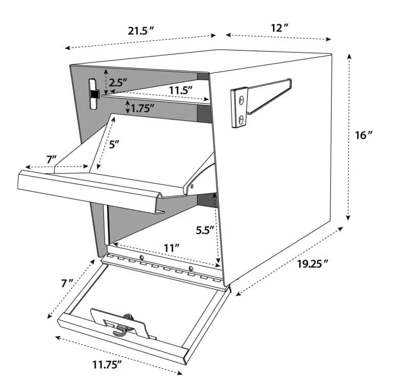 Mail Boss Package Master High Security Locking Mailbox Outside Dimensions