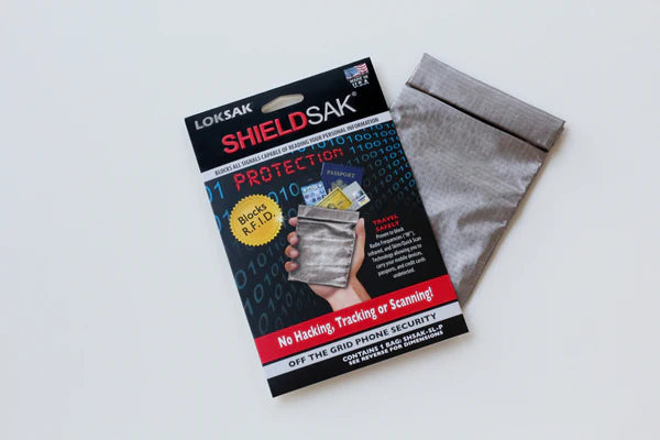 LokSak ShieldSak packaging with a gray pouch on a white background