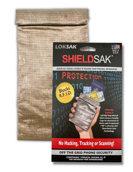 LokSak ShieldSak packaging with a fabric pouch on a white background