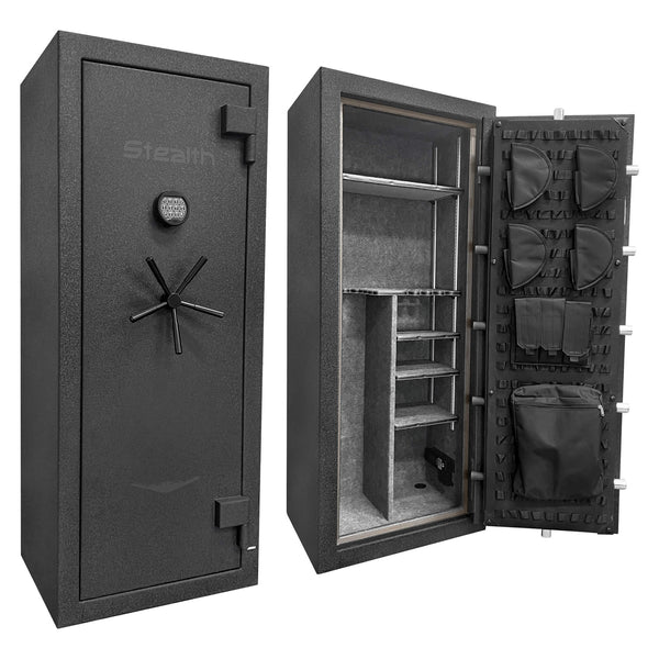Stealth UL23 UL RSC Gun Safe - 23 Gun Capacity Door Closed vs Door Open
