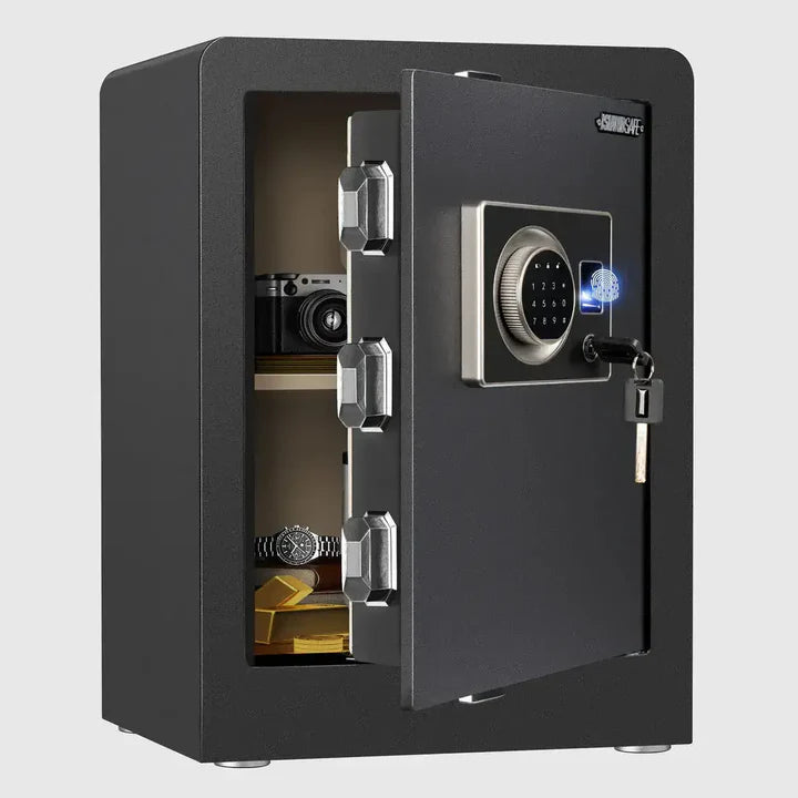 IslandSafe CBE45-BLK Biometric Security Safe Door Open