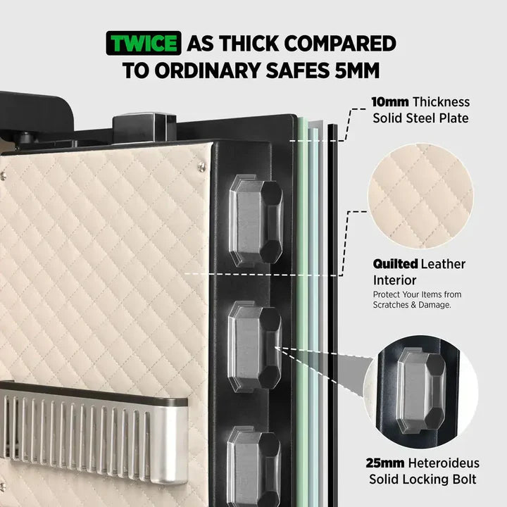 IslandSafe CBE45-BLK Biometric Security Safe Thickness