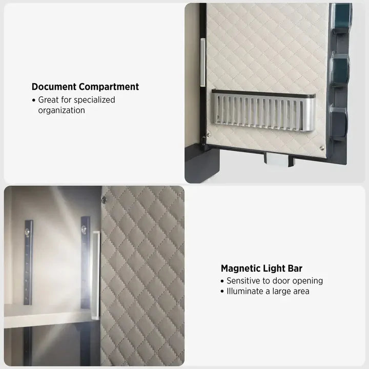 IslandSafe CBE45-BLK Biometric Security Safe Document Compartment & Magnetic Light Bar