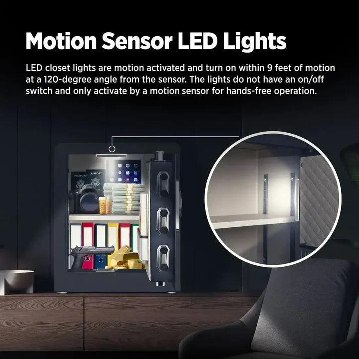 IslandSafe CBE45-BLK Biometric Security Safe Motion Sensor LED Lights