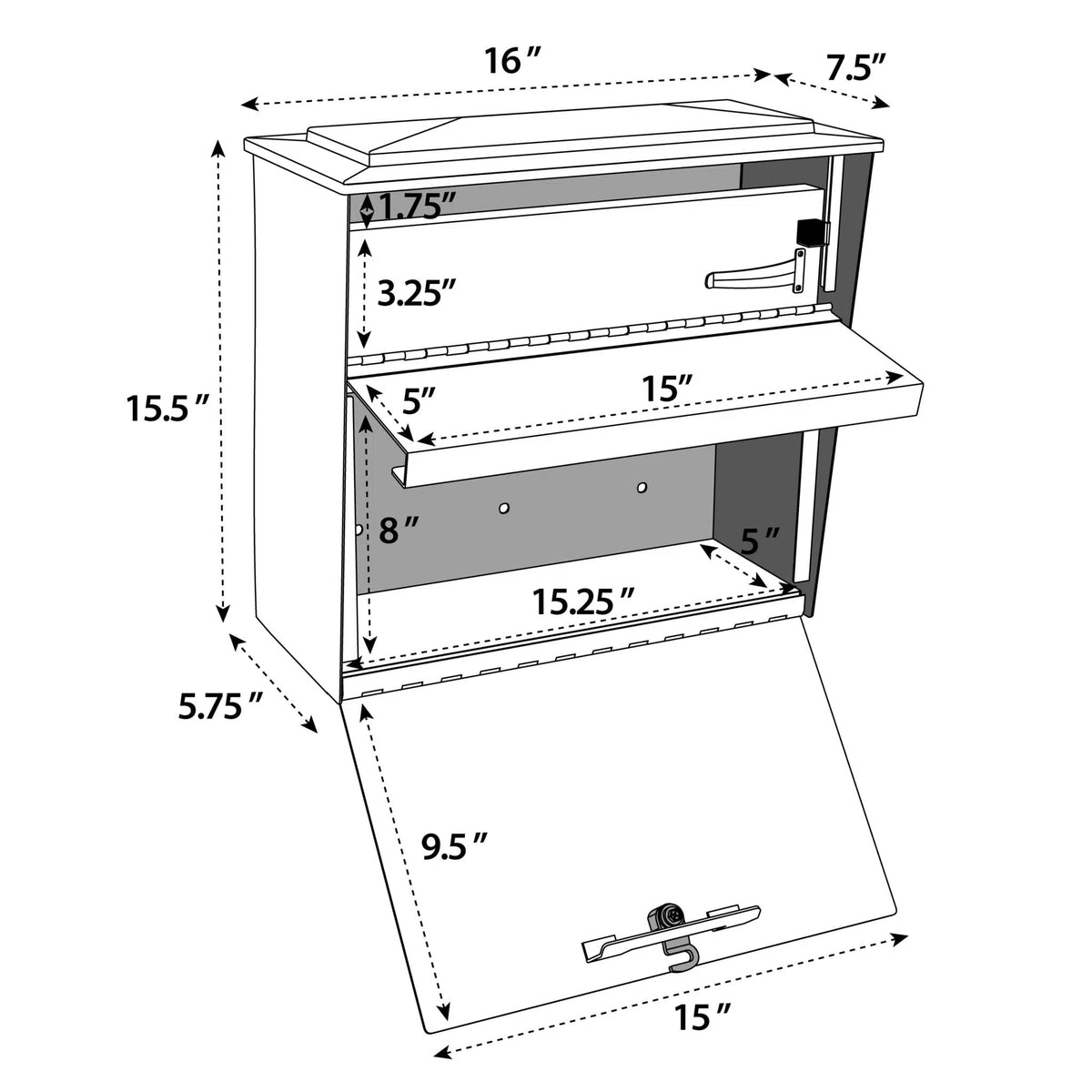 Mail Boss Townhouse Locking Wall Mount Mailbox