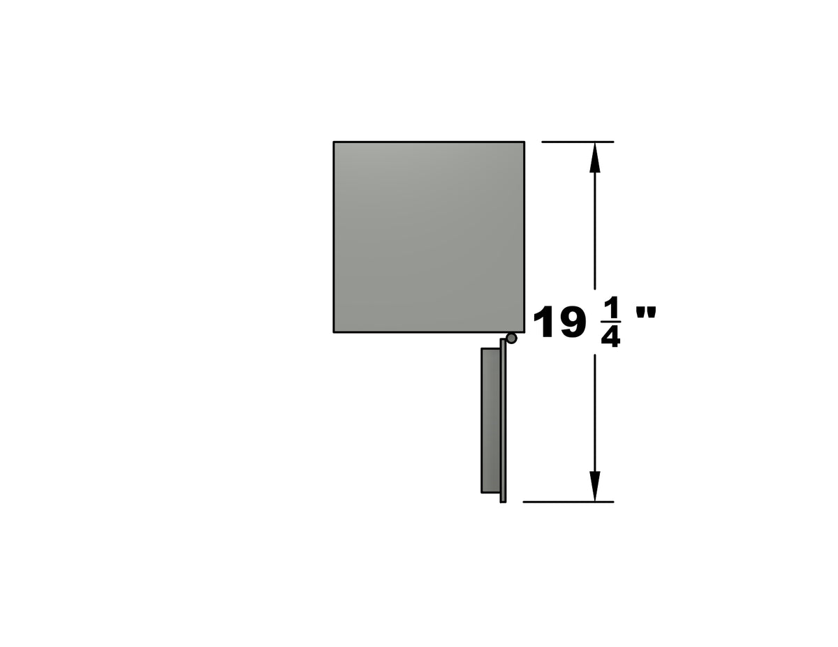 Hayman WS6-C Heavy Duty 8″ Deep Wall Safe Chart Showing Total Depth With Door Open at 19.25"