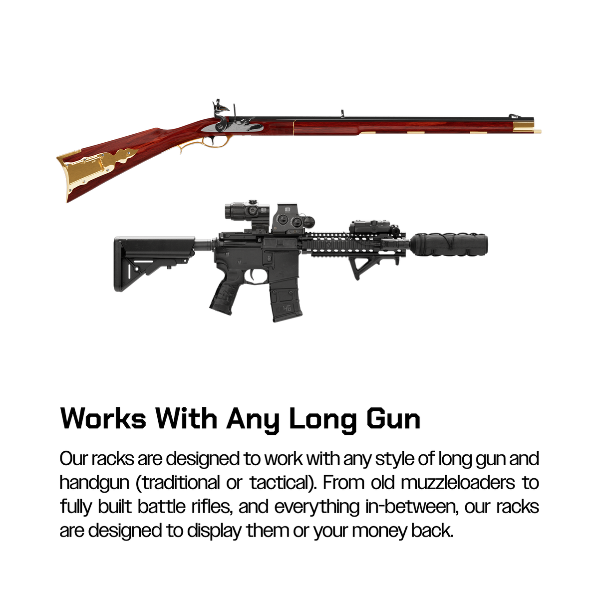 Hold Up Displays Multi-Angled Gun Display for Three Long Guns HD80 Works with Any Long Gun