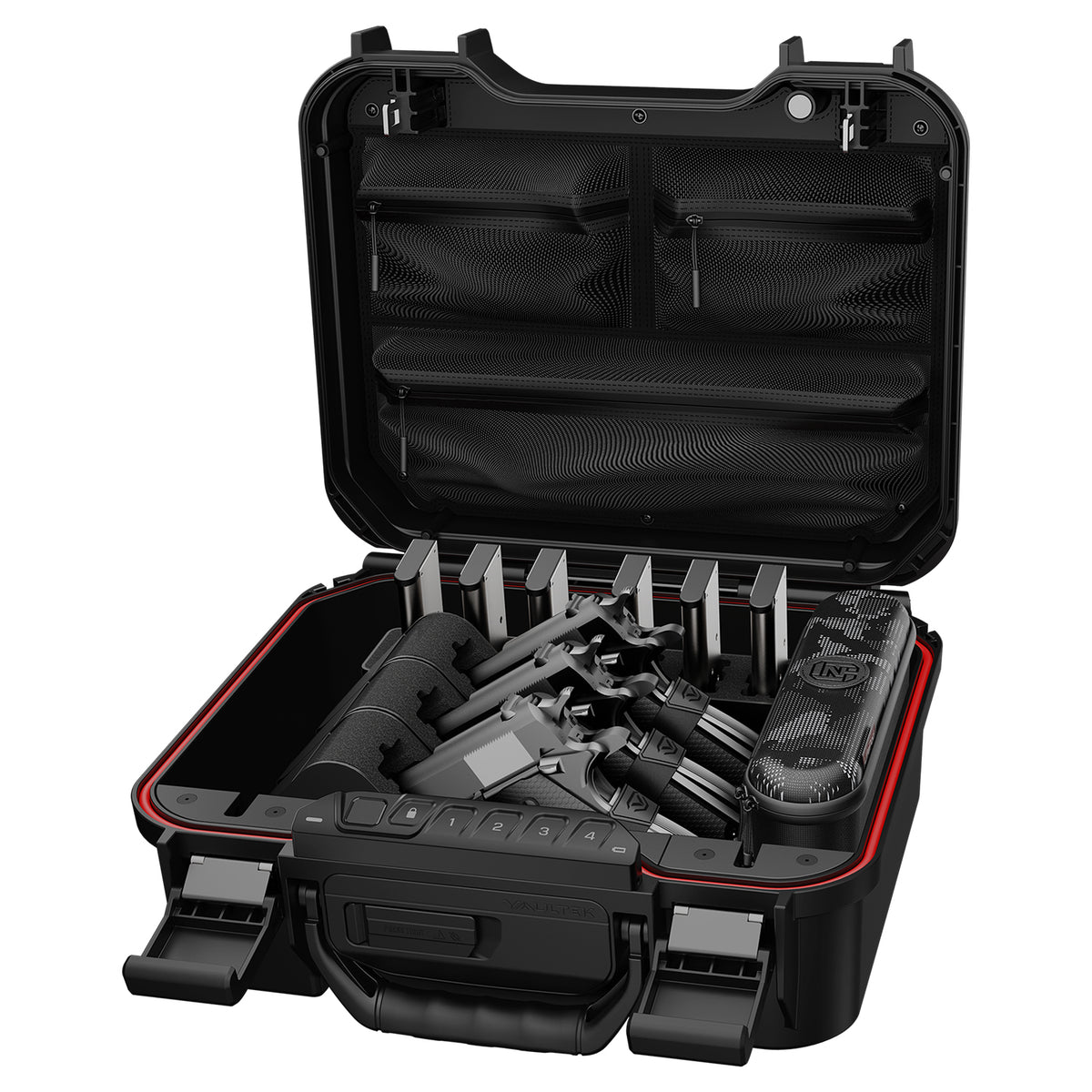Vaultek Lifepod XR Weather Resistant Colion Noir Edition Open with Handguns