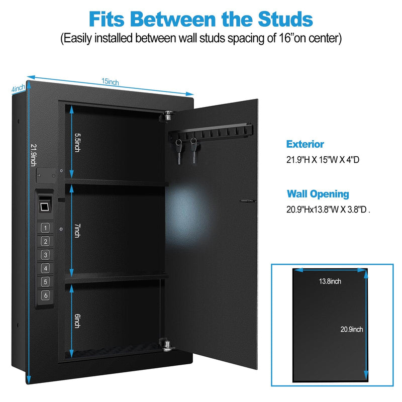 Langger LAWS008 Biometric Wall Safe Fits Between the Studs