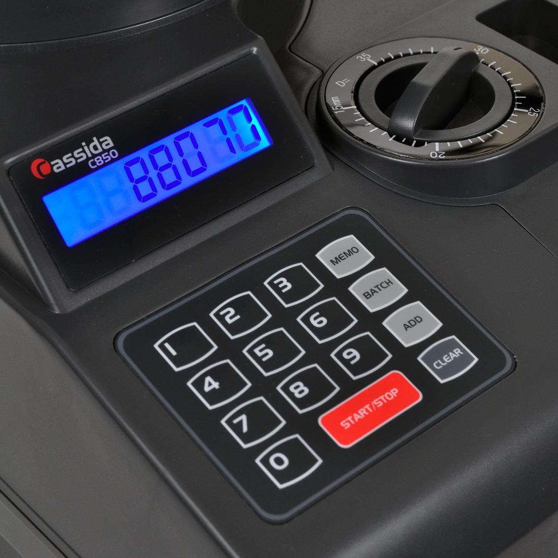 Cassida C850 Heavy-Duty Coin Counter/Off Sorter Control Panel