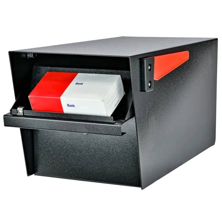 Mail Boss Mail Manager Street Safe - Latitude (Front &amp; Rear Locking) with Package in Drop