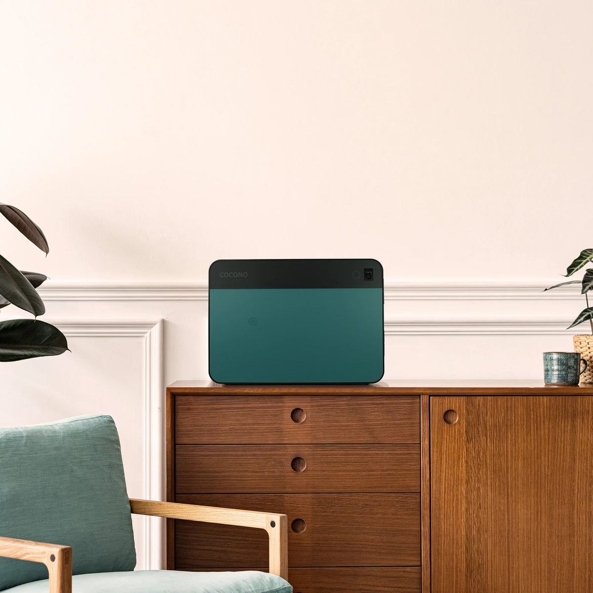 Cocono Chroma 20 Small Biometric Fireproof Safe (90 Minutes) Pacific On Table