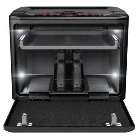 Vaultek Essential MX Large Capacity Rugged Safe Door Open with Two Handguns