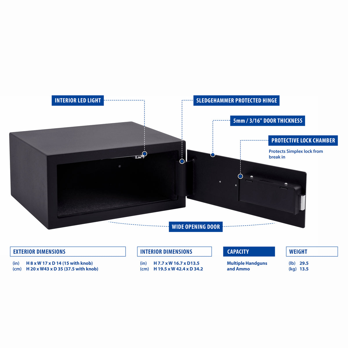 Viking VS-35SX Wide Multi Handgun Safe with Simplex Lock - Safe and ...