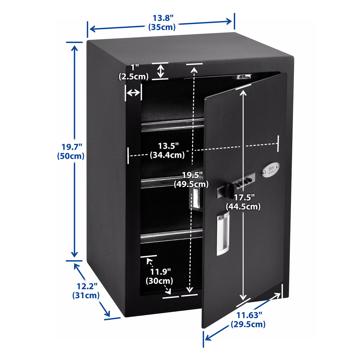 Viking VS-50SX Wide Large Handgun Safe with Simplex Lock Outside Dimensions