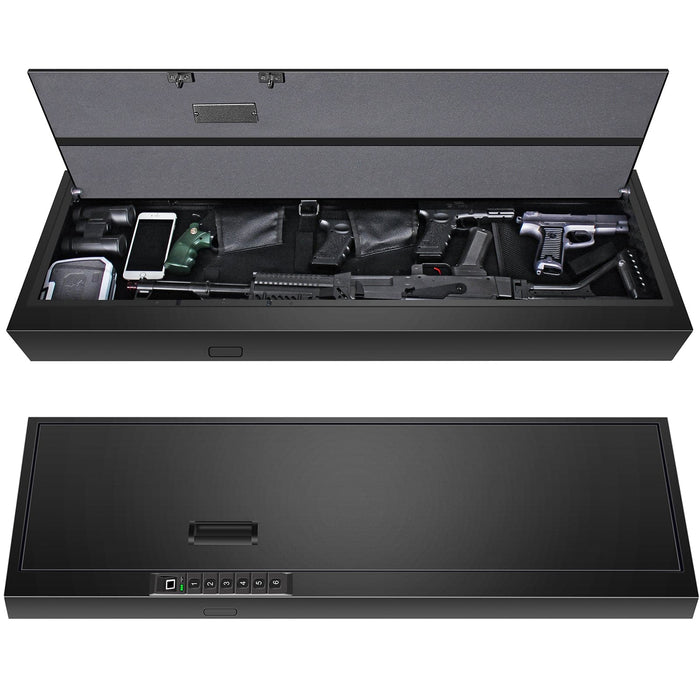 Langger LAWS009 Biometric Wall Gun Safe Large Door Open and Closed