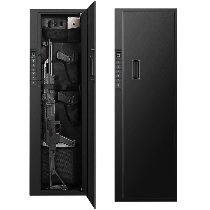 Langger LAWS009 Biometric Wall Gun Safe Large Door Open and Closed