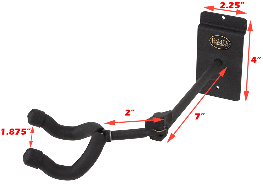 Hold Up Displays Right or Left Facing Firearm Bow Holder - HD10 Dimensions