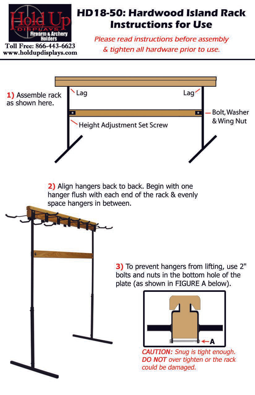 Hold Up Displays Hardwood Bow Rack - HD18-50 Install Instructions